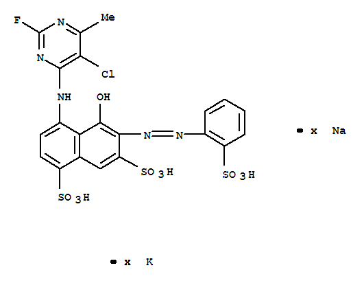 4-[(5-CHLORO-2-FLUORO-6-METHYL-PYRIMIDIN-4-YL)AMINO]-5-HYDROXY-6-[(2-SULFOPHENYL)AZO]NAPHTHALENE-1,7-DISULFONIC ACID,POTASSIUM SODIUM SALT
