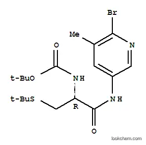 Molecular Structure of 850411-22-2 ((R)-TERT-BUTYL 1-(6-BROMO-5-METHYLPYRIDIN-3-YLAMINO)-3-(TERT-BUTYLTHIO)-1-OXOPROPAN-2-YLCARBAMATE)