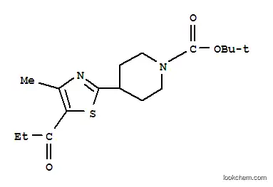 Molecular Structure of 852180-50-8 (ETHYL 4-METHYL-2-(N-BOC-PIPERIDIN-4-YL)THIAZOL-5-YL CARBOXYLATE)