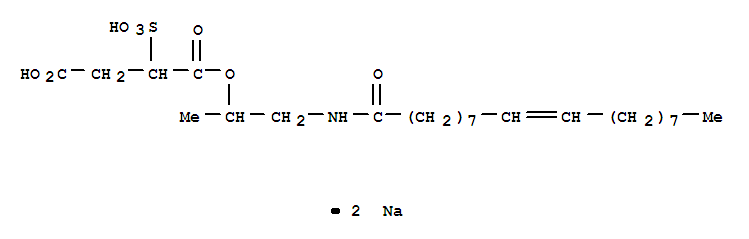 Butanedioic acid,2-sulfo-, 1-[1-methyl-2-[(1-oxo-9-octadecen-1-yl)amino]ethyl] ester, sodiumsalt (1:2)