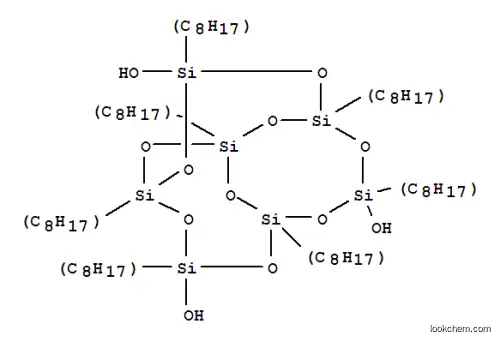 Molecular Structure of 444619-08-3 (1,3,5,7,9,11,14-HEPTA-ISOOCTYLTRICYCLO(7.) HEPTASILOXANE-ENDO-3,7,14-TRIOL, 95%)