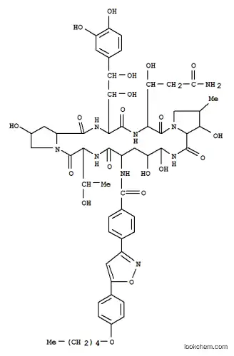 Pneumocandin A0,1-[(4R,5R)-4,5-dihydroxy-N2-[4-[5-[4-(pentyloxy)phenyl]-3-isoxazolyl]benzoyl]-L-ornithine]-4-[(4S)-4-(3,4-dihydroxyphenyl)-4-hydroxy-L-threonine]-