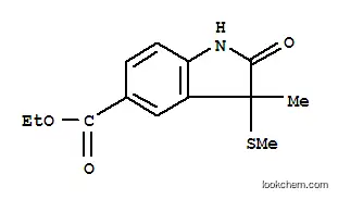 Molecular Structure of 61394-70-5 (ethyl 3-methyl-3-(methylsulfanyl)-2-oxo-2,3-dihydro-1H-indole-5-carboxylate)