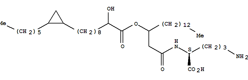 L-Ornithine,N2-[3-[[10-(2-hexylcyclopropyl)-2-hydroxy-1-oxodecyl]oxy]-1-oxohexadecyl]-(9CI) cas  61574-56-9