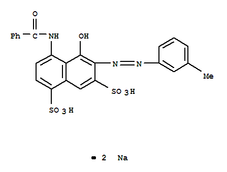 1,7-Naphthalenedisulfonicacid, 4-(benzoylamino)-5-hydroxy-6-[2-(3-methylphenyl)diazenyl]-, sodium salt(1:2)