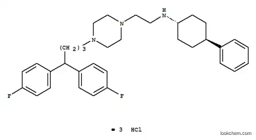 Molecular Structure of 63698-38-4 (1-Piperazineethanamine,4-[4,4-bis(4-fluorophenyl)butyl]-N-(4-phenylcyclohexyl)-, trihydrochloride,trans- (9CI))