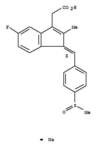1H-Indene-3-aceticacid, 5-fluoro-2-methyl-1-[[4-(methylsulfinyl)phenyl]methylene]-, sodium salt(1:1), (1Z)-