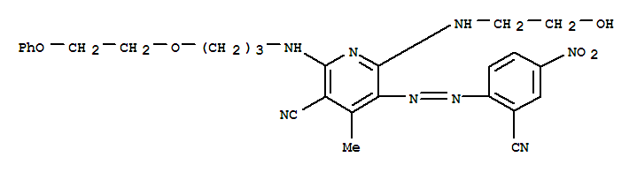 5-((2-cyano-4-nitrophenyl)diazenyl)-6-((2-hydroxyethyl)amino)-4-methyl-2-((3-(2-phenoxyethoxy)propyl)amino)nicotinonitrile