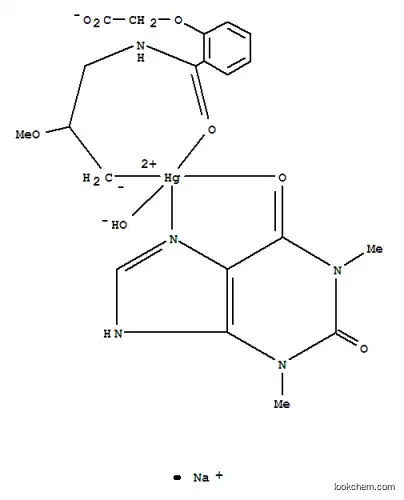 Molecular Structure of 63869-00-1 (sodium (3-{carboxylato[(2-methoxyphenyl)carbonyl]amino}-2-methoxypropyl)mercury - 1,3-dimethyl-3,7-dihydro-1H-purine-2,6-dione (1:1) hydrate)