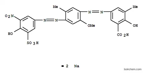 Molecular Structure of 6406-38-8 (2-Hydroxy-5-[[4-[(4-hydroxy-3-nitro-5-sodiosulfophenyl)azo]-5-methyl-2-methoxyphenyl]azo]-3-methylbenzoic acid sodium salt)