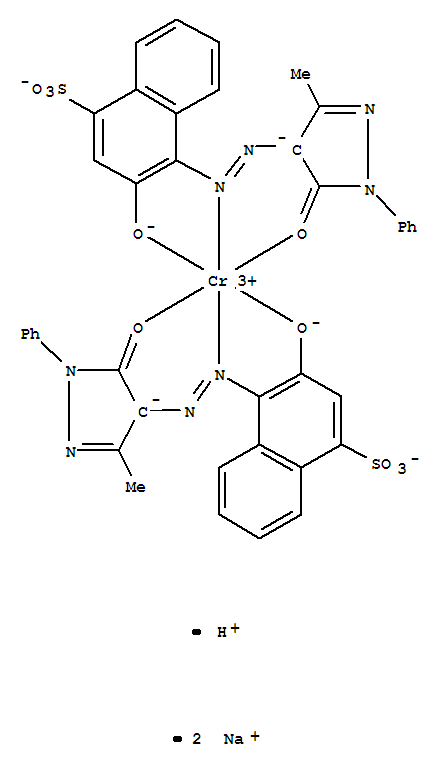 Chromate(3-),bis[4-[2-[4,5-dihydro-3-methyl-5-(oxo-kO)-1-phenyl-1H-pyrazol-4-yl]diazenyl-kN1]-3-(hydroxy-kO)-1-naphthalenesulfonato(3-)]-,sodium hydrogen (1:2:1)(6408-29-3)