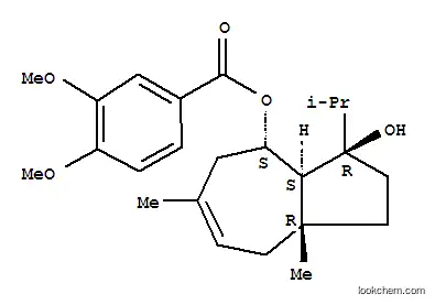 Molecular Structure of 64118-78-1 (Benzoic acid,3,4-dimethoxy-,(3R,3aS,4S,8aR)-1,2,3,3a,4,5,8,8a-octahydro-3-hydroxy-6,8a-dimethyl-3-(1-methylethyl)-4-azulenylester, rel-)