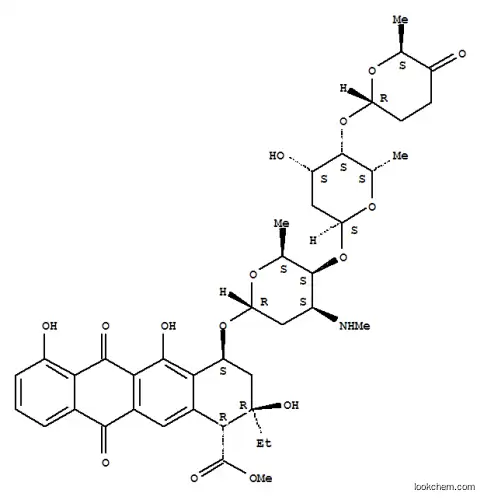 Molecular Structure of 64431-58-9 (methyl (1R,2R,4S)-2-ethyl-2,5,7-trihydroxy-6,11-dioxo-4-{[2,3,6-trideoxy-4-O-{2,6-dideoxy-4-O-[(2R,6S)-6-methyl-5-oxotetrahydro-2H-pyran-2-yl]-alpha-L-lyxo-hexopyranosyl}-3-(methylamino)-alpha-L-lyxo-hexopyranosyl]oxy}-1,2,3,4,6,11-hexahydrotetracene-1-ca)