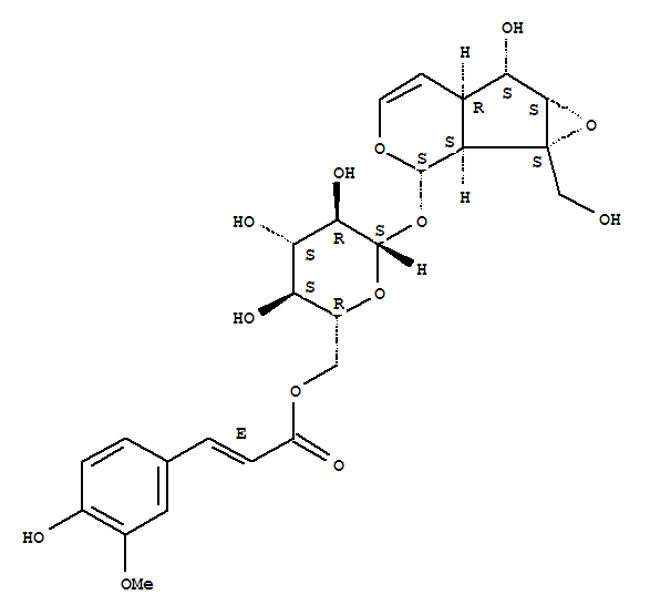 b-D-Glucopyranoside,(1aS,1bS,2S,5aR,6S,6aS)-1a,1b,2,5a,6,6a-hexahydro-6-hydroxy-1a-(hydroxymethyl)oxireno[4,5]cyclopenta[1,2-c]pyran-2-yl,6-[(2E)-3-(4-hydroxy-3-methoxyphenyl)-2-propenoate]