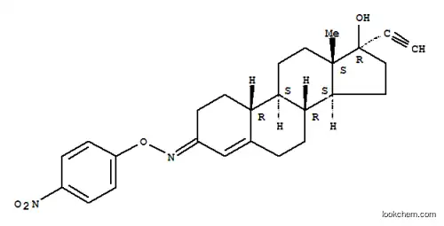 Molecular Structure of 64584-79-8 ((17R)-17-Hydroxy-19-norpregn-4-en-20-yn-3-one O-(4-nitrophenyl)oxime)