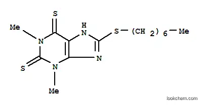 Molecular Structure of 6466-23-5 (1,3-Dimethyl-8-(heptylthio)-1H-purine-2,6(3H,7H)-dithione)
