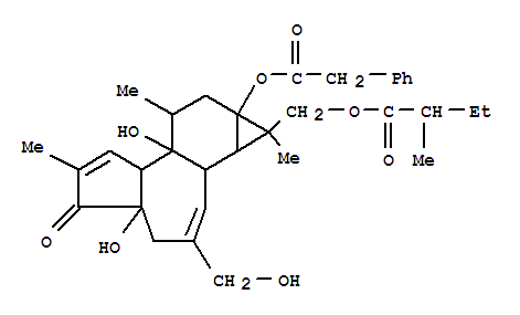 Benzeneacetic acid,1,1a,1b,4,4a,5,7a,7b,8,9-decahydro-4a,7b-dihydroxy-3-(hydroxymethyl)-1,6,8-trimethyl-1-[(2-methyl-1-oxobutoxy)methyl]-5-oxo-9aH-cyclopropa[3,4]benz[1,2-e]azulen-9a-ylester (9CI)