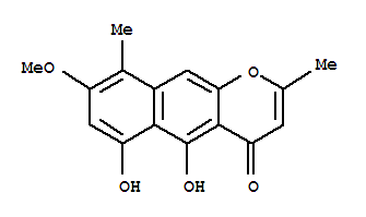 4H-Naphtho[2,3-b]pyran-4-one,5,6-dihydroxy-8-methoxy-2,9-dimethyl- cas  64894-58-2