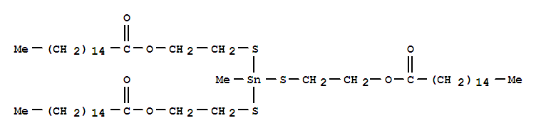 Hexadecanoic acid,1,1',1''-[(methylstannylidyne)tris(thio-2,1-ethanediyl)] ester