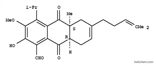 Molecular Structure of 69734-90-3 (1-Anthracenecarboxaldehyde,5,8,8a,9,10,10a-hexahydro-2-hydroxy-3-methoxy-10a-methyl-4-(1-methylethyl)-6-(4-methyl-3-penten-1-yl)-9,10-dioxo-,(8aR,10aS)-rel-)