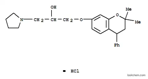Molecular Structure of 69816-27-9 (1-[(2,2-dimethyl-4-phenyl-3,4-dihydro-2H-chromen-7-yl)oxy]-3-pyrrolidin-1-ylpropan-2-ol hydrochloride)