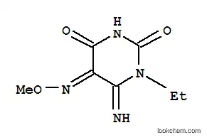 Molecular Structure of 71342-66-0 (1-Ethyl-6-iminodihydropyrimidine-2,4,5(3H)-trione 5-(O-methyloxime))