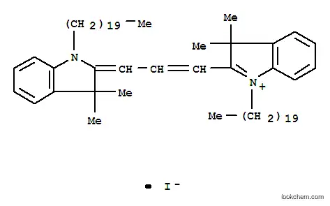 Molecular Structure of 75664-03-8 (1-Icosyl-2-[(E)-3-(1-icosyl-3,3-dimethyl-1,3-dihydro-2H-indol-2-ylidene)-1-propenyl]-3,3-dimethyl-3H-indolium iodide)