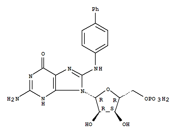 ((2R,3S,4R,5R)-5-(8-([1,1'-Biphenyl]-4-ylamino)-2-amino-6-oxo-1H-purin-9(6H)-yl)-3,4-dihydroxytetrahydrofuran-2-yl)methyldihydrogenphosphate