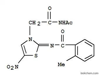 Molecular Structure of 79798-91-7 (2-(2-(2-Methylbenzoylimino)-5-nitro-4-thiazolin-3-yl)diacetamide)