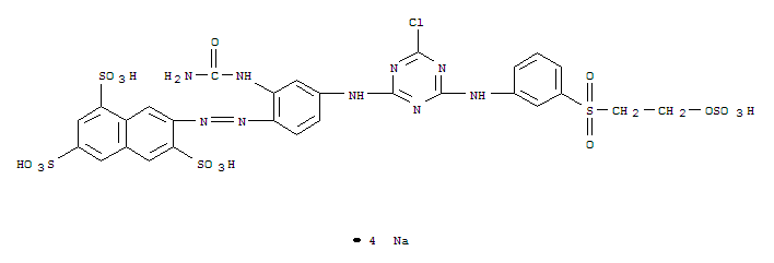 1,3,6-Naphthalenetrisulfonicacid,7-[2-[2-[(aminocarbonyl)amino]-4-[[4-chloro-6-[[3-[[2-(sulfooxy)ethyl]sulfonyl]phenyl]amino]-1,3,5-triazin-2-yl]amino]phenyl]diazenyl]-,sodium salt (1:4)