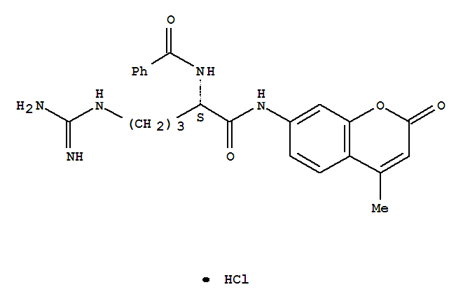 Benzamide,N-[4-[(aminoiminomethyl)amino]-1-[[(4-methyl-2-oxo-2H-1-benzopyran-7-yl)amino]carbonyl]butyl]-,monohydrochloride, (S)- (9CI)