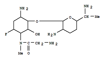 2-AMINO-N-[4-AMINO-3-[3-AMINO-6-(1-AMINOETHYL)OXAN-2-YL]OXY-6-FLUORO-2 -HYDROXY-CYCLOHEXYL]-N-METHYL-ACETAMIDE
