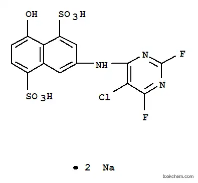 Molecular Structure of 84145-63-1 (disodium 3-[(5-chloro-2,6-difluoro-4-pyrimidinyl)amino]-8-hydroxynaphthalene-1,5-disulphonate)