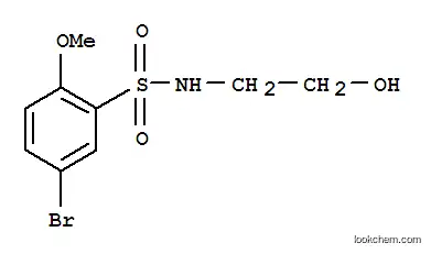 Molecular Structure of 871269-14-6 (5-BROMO-N-(2-HYDROXYETHYL)-2-METHOXYBENZENESULFONAMIDE)