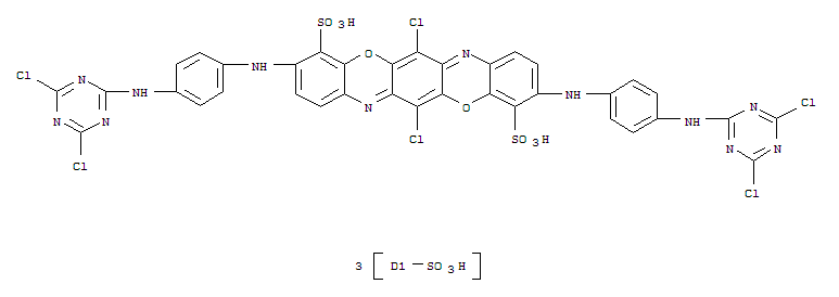 4,11-Triphenodioxazinedisulfonicacid,6,13-dichloro-3-[[4-[(4,6-dichloro-1,3,5-triazin-2-yl)amino]disulfophenyl]amino]-10-[[4-[(4,6-dichloro-1,3,5-triazin-2-yl)amino]sulfophenyl]amino]-(9CI)