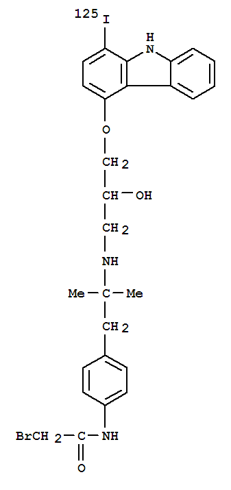 Acetamide,2-bromo-N-[4-[2-[[2-hydroxy-3-[[1-(iodo-125I)-9H-carbazol-4-yl]oxy]propyl]amino]-2-methylpropyl]phenyl]-(9CI)