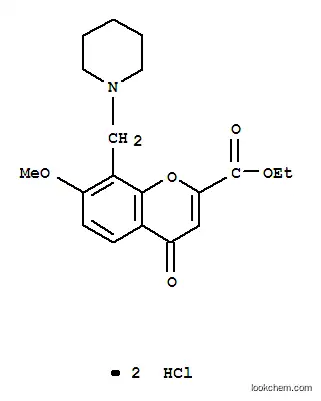 Molecular Structure of 100857-71-4 (ethyl 7-methoxy-4-oxo-8-(piperidin-1-ylmethyl)-4H-chromene-2-carboxylate dihydrochloride)