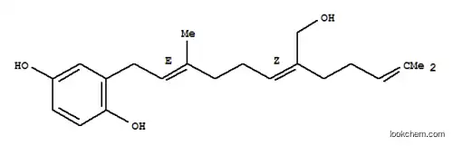 Molecular Structure of 101392-12-5 (2-[(2E,6Z)-7-(hydroxymethyl)-3,11-dimethyldodeca-2,6,10-trien-1-yl]benzene-1,4-diol)