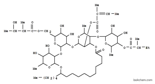 Molecular Structure of 101394-99-4 (Hexadecanoic acid,11-[[O-6-deoxy-4-O-[(1S)-2-methyl-1-oxobutyl]-b-D-glucopyranosyl-(1®4)-O-6-deoxy-2-O-[(2E)-2-methyl-1-oxo-2-butenyl]-a-L-mannopyranosyl-(1®2)-O-6-O-[(2S,3S)-3-hydroxy-2-methyl-1-oxobutyl]-b-D-glucopyranosyl-(1®2)-6-deoxy-b-D-galactopyranosyl]oxy]-,intramol. 1,3'''-ester, (11R)- (9CI))