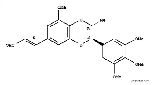 Molecular Structure of 101508-18-3 (2-Propenal,3-[(2R,3R)-2,3-dihydro-8-methoxy-2-methyl-3-(3,4,5-trimethoxyphenyl)-1,4-benzodioxin-6-yl]-,(2E)-rel-)