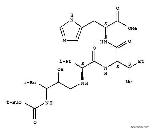 Molecular Structure of 101559-51-7 (L-Histidine,N-[3-[[(1,1-dimethylethoxy)carbonyl]amino]-2-hydroxy-5-methylhexyl]-L-valyl-L-isoleucyl-,methyl ester (9CI))