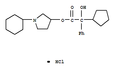 (1-cyclohexylpyrrolidin-1-ium-3-yl)2-cyclopentyl-2-hydroxy-2-phenylacetate chloride
