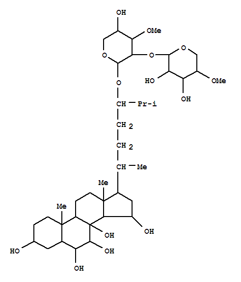 Molecular Structure of 101767-68-4 (Cholestane-3,6,7,8,15-pentol,24-[[3-O-methyl-2-O-(4-O-methyl-b-D-xylopyranosyl)-b-D-xylopyranosyl]oxy]-, (3b,5a,6a,7a,15a,24S)- (9CI))