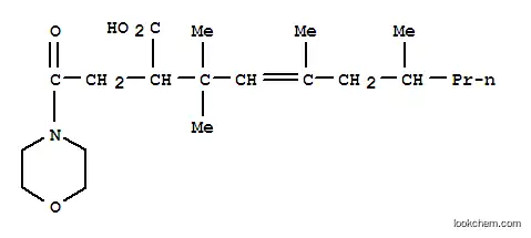 Molecular Structure of 102043-58-3 ((4E)-3,3,5,7-tetramethyl-2-(2-morpholin-4-yl-2-oxoethyl)dec-4-enoic acid)