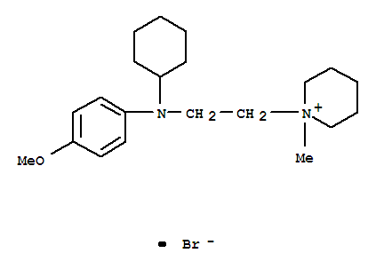 Molecular Structure of 102207-23-8 (Piperidinium,1-[2-[cyclohexyl(4-methoxyphenyl)amino]ethyl]-1-methyl-, bromide (1:1))