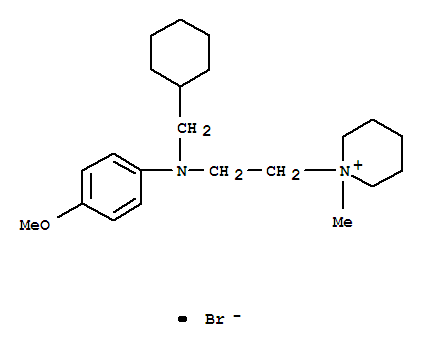 Molecular Structure of 102207-25-0 (Piperidinium,1-[2-[(cyclohexylmethyl)(4-methoxyphenyl)amino]ethyl]-1-methyl-, bromide (1:1))