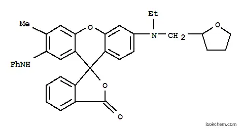 Molecular Structure of 102232-11-1 (6'-[Ethyl[(tetrahydrofuran-2-yl)methyl]amino]-3'-methyl-2'-anilinospiro[isobenzofuran-1(3H),9'-[9H]xanthene]-3-one)