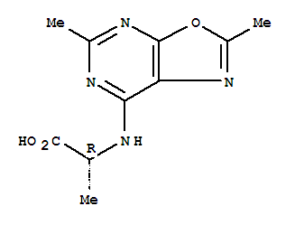 Molecular Structure of 102248-95-3 (D-Alanine,N-(2,5-dimethyloxazolo[5,4-d]pyrimidin-7-yl)-)
