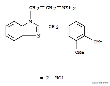 2-{2-[(3,4-Dimethoxyphenyl)methyl]-1H-benzimidazol-1-yl}-N,N-diethylethan-1-amine--hydrogen chloride (1/2)