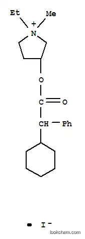 Molecular Structure of 102584-70-3 (Pyrrolidinium,3-[(2-cyclohexyl-2-phenylacetyl)oxy]-1-ethyl-1-methyl-, iodide (1:1))